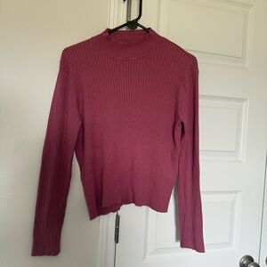 Rena Rowan Ribbed Mock Neck Long Sleeve Top - Dusty Rose